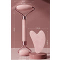 Face and neck massager roller with dimensions, designed for skincare and muscle relaxation.
