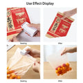 Mini Heat Bag Sealing Machine in use, showing sealing process and effect on various snack bags.
